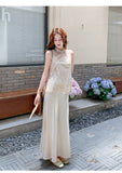 Quintina 2-Piece Satin Crochet Cheongsam Dress