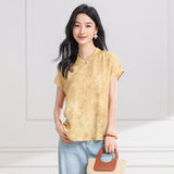Melisande Peach Pink Jacquard Cheongsam Top