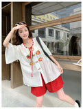 Faye 2-Piece Embroidered Top and Shorts Set Cheongsam