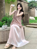 Zorina 2-Piece Pink Printed Cheongsam Set