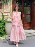 Clarity 2-Piece Pink Embroidered Cheongsam Set