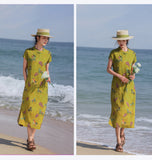 Priscilla Jeweled Frog Buttons Gourd Print Cheongsam Qipao Dress