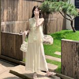 Peach 2-Piece Embroidered Top Set Cheongsam