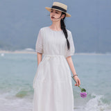 Ruby Classic Ruby Cotton Linen Cheongsam Dress Puff Sleeves Qipao