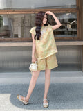 Arcturus 2-Piece Oil Painting Sleeveless Top Cheongsam