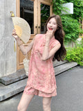 Sebastiana 2-Piece Pink Gradient Print Set Cheongsam