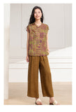 Emma 2-Piece Green Brown Pattern Cheongsam Set