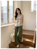 Eira 2-Piece Green Jacquard Vest Set Cheongsam