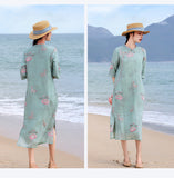 Bryony Luxe Lotus Koi Embroidered Cheongsam Qipao Dress