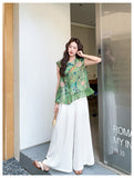 Zen 2-Piece Printed Top and Pants Set Cheongsam