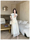 Countess 2-Piece Embroidered Lace Cheongsam Set