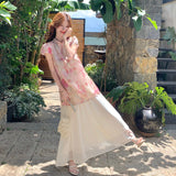 Chateau 2-Piece Pink Mandarin-Collar Cheongsam Top