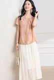 Ulyana Crabapple Pink Jacquard Cheongsam Top