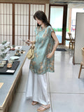 Queen 2-Piece Floral Print Cheongsam Top