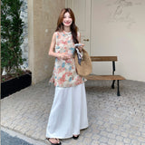 Polaris 2-Piece Gradient Print Cheongsam Set