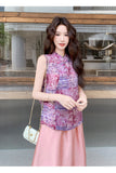 Poinsettia 2-Piece Floral Satin Cheongsam Set