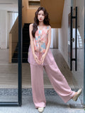Zinnia 2-Piece Mesh Vest and Pants Set Cheongsam