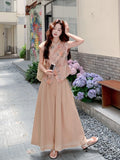 Delphine 2-Piece Floral Print Vest Wide-Leg Pants Cheongsam