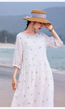 Purity Ornamental Ramie Cheongsam Dress Embroidered Qipao