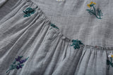 Aster Gray Textured Embroidery Cheongsam Dress