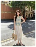 Winifred 2-Piece Floral Mesh Cheongsam Set