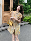 Melisande 2-Piece Gradient Print Cheongsam Set