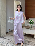 Honoria 2-Piece Purple Casual Cheongsam Set