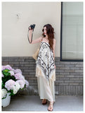 Wilhelmine Off-White Lace Tassel Cheongsam Dress