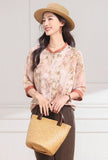 Dame Pink Yellow Pattern Cheongsam Top