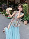Lily 2-Piece Oil Painting Print Cheongsam Set