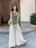 Zen 2-Piece Printed Top and Pants Set Cheongsam