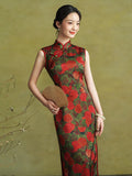 Sunset Sonorous Exquisite Silk Cheongsam Dress Rose Qipao