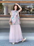 Snowdrop 2-Piece Black Frog Button Cheongsam Set