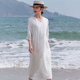 Cashmere Gregarious V Neck Embroidered Cheongsam Qipao Dress