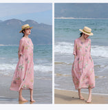 Elara Celestial Irregular Hem Floral Ramie Cheongsam Qipao Dress