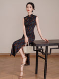Mirabel Tailored Summer Casual Floral Satin Cheongsam Dress Qipao