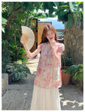 Chateau 2-Piece Pink Mandarin-Collar Cheongsam Top