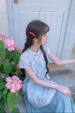 Pansy Light Blue Embroidered Cheongsam Dress