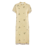 Arabella Light Yellow Embroidered Cheongsam Dress