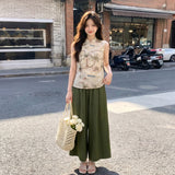 Eira 2-Piece Green Jacquard Vest Set Cheongsam