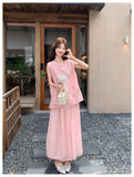 Clarity 2-Piece Pink Embroidered Cheongsam Set