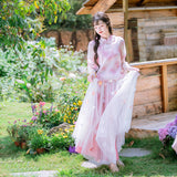 Sunflower 2-Piece Gradient Peach Pink Cheongsam Top