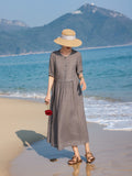 Taya Deep Space Gray Lace Cheongsam Dress