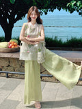 Monarch 2-Piece Green Printed Cheongsam Top