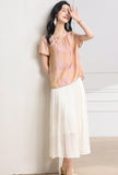 Ulyana Crabapple Pink Jacquard Cheongsam Top