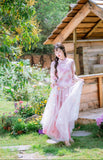 Sunflower 2-Piece Gradient Peach Pink Cheongsam Top