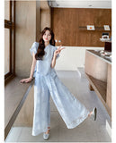 Acme 2-Piece Blue Jacquard Cheongsam Top