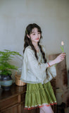 Peony 2-Piece Algae Green Lace Cheongsam Top