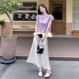 Natalia 2-Piece Ruffle Jacquard Cheongsam Set
