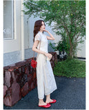 Moonbeam Halcyon Embroidered Cheongsam Dress Stand Collar Qipao